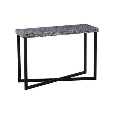 Black Crackle Shell Mosaic Console Table