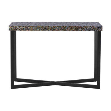 Black Crackle Shell Mosaic Console Table