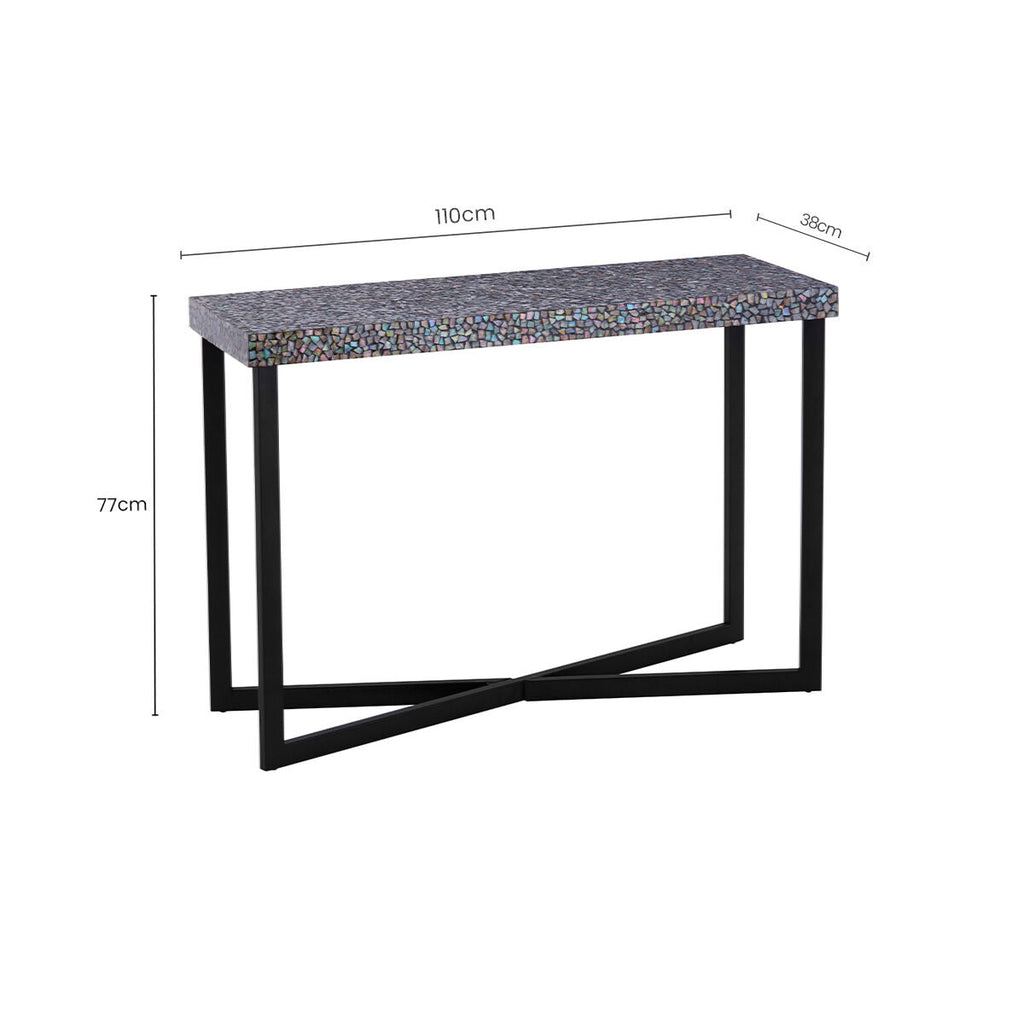 Black Crackle Shell Mosaic Console Table