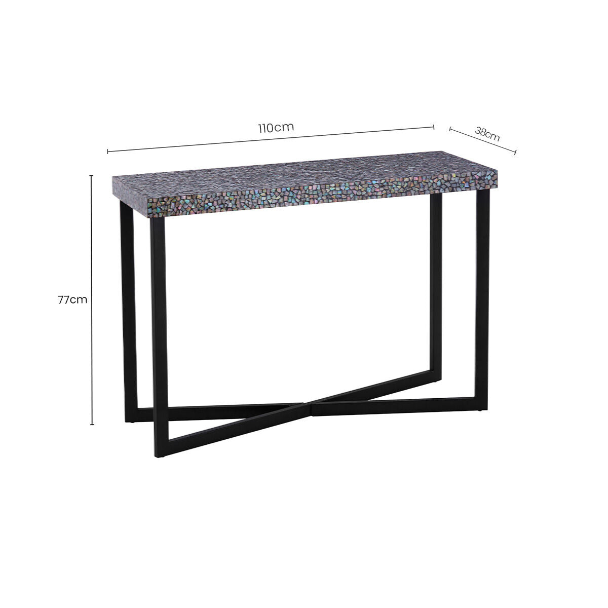 Black Crackle Shell Mosaic Console Table