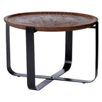 Mango Wood and Black Finish Round Side Table