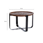 Mango Wood and Black Finish Round Side Table