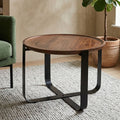 Mango Wood and Black Finish Round Side Table