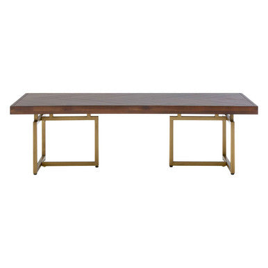 Acacia Veneer Coffee Table with Antique Brass Finish Legs