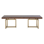 Acacia Veneer Coffee Table with Antique Brass Finish Legs