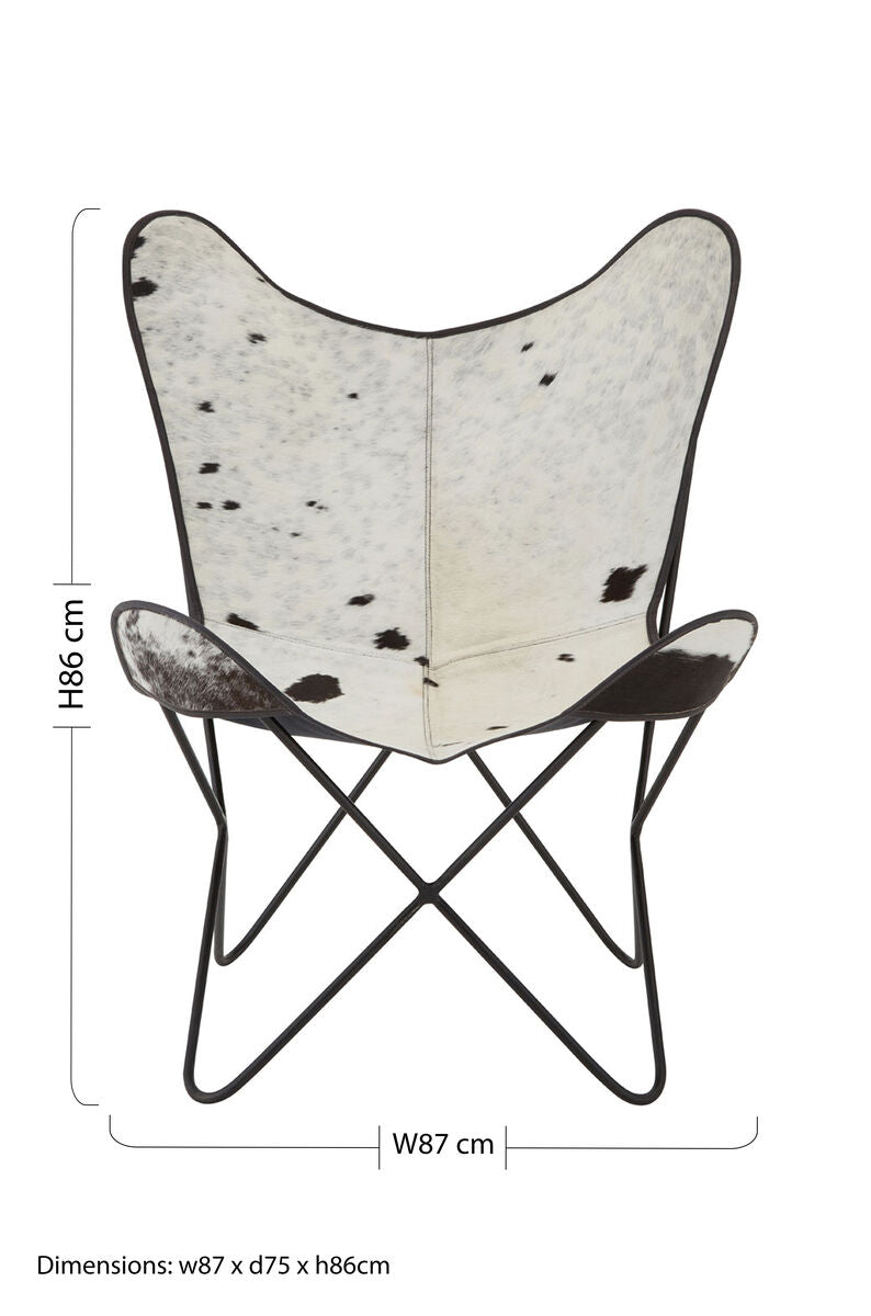 Black and White Cowhide Butterfly Chair