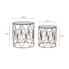 Antique Copper Finish Set of 2 Round Side Tables