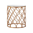 Copper Finish Set of 2 Round Side Tables with Arabesque Design