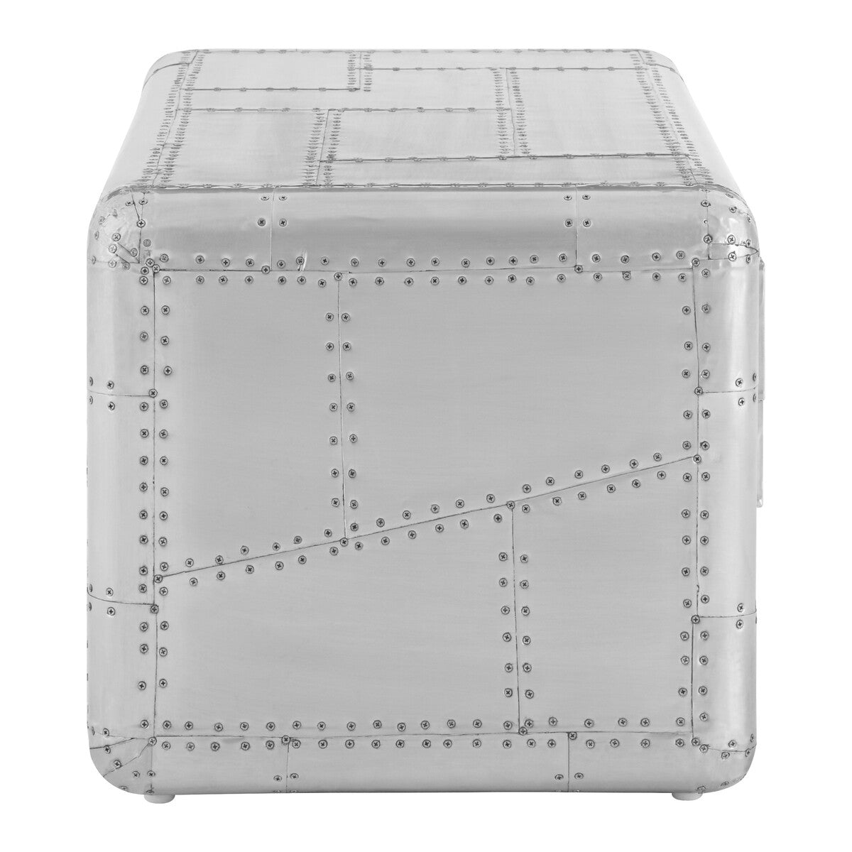 Silver Aluminium Plated Mango Wood Coffee Table with Sliding Storage Drawer