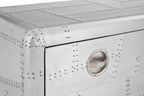 Silver Aluminium Plated Mango Wood Coffee Table with Sliding Storage Drawer