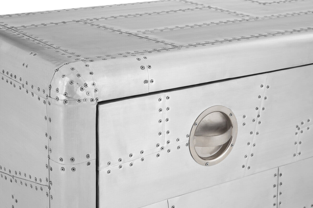 Silver Aluminium Plated Mango Wood Coffee Table with Sliding Storage Drawer