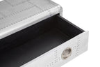 Silver Aluminium Plated Mango Wood Coffee Table with Sliding Storage Drawer