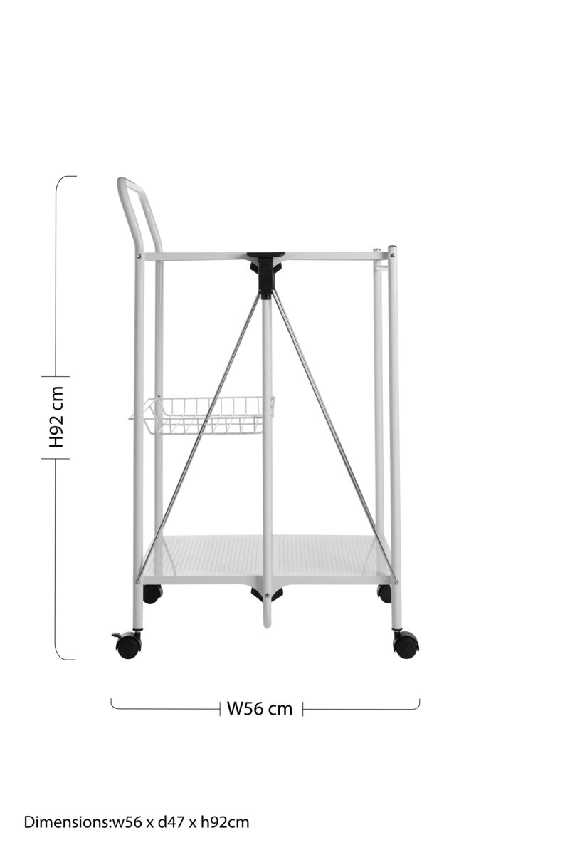 White Finish Folding Kitchen Trolley