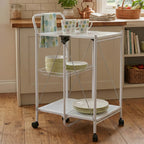White Finish Folding Kitchen Trolley