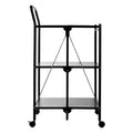 Black Rectangular Folding Kitchen Trolley with 3 Shelves