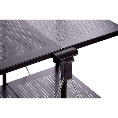 Black Rectangular Folding Kitchen Trolley with 3 Shelves
