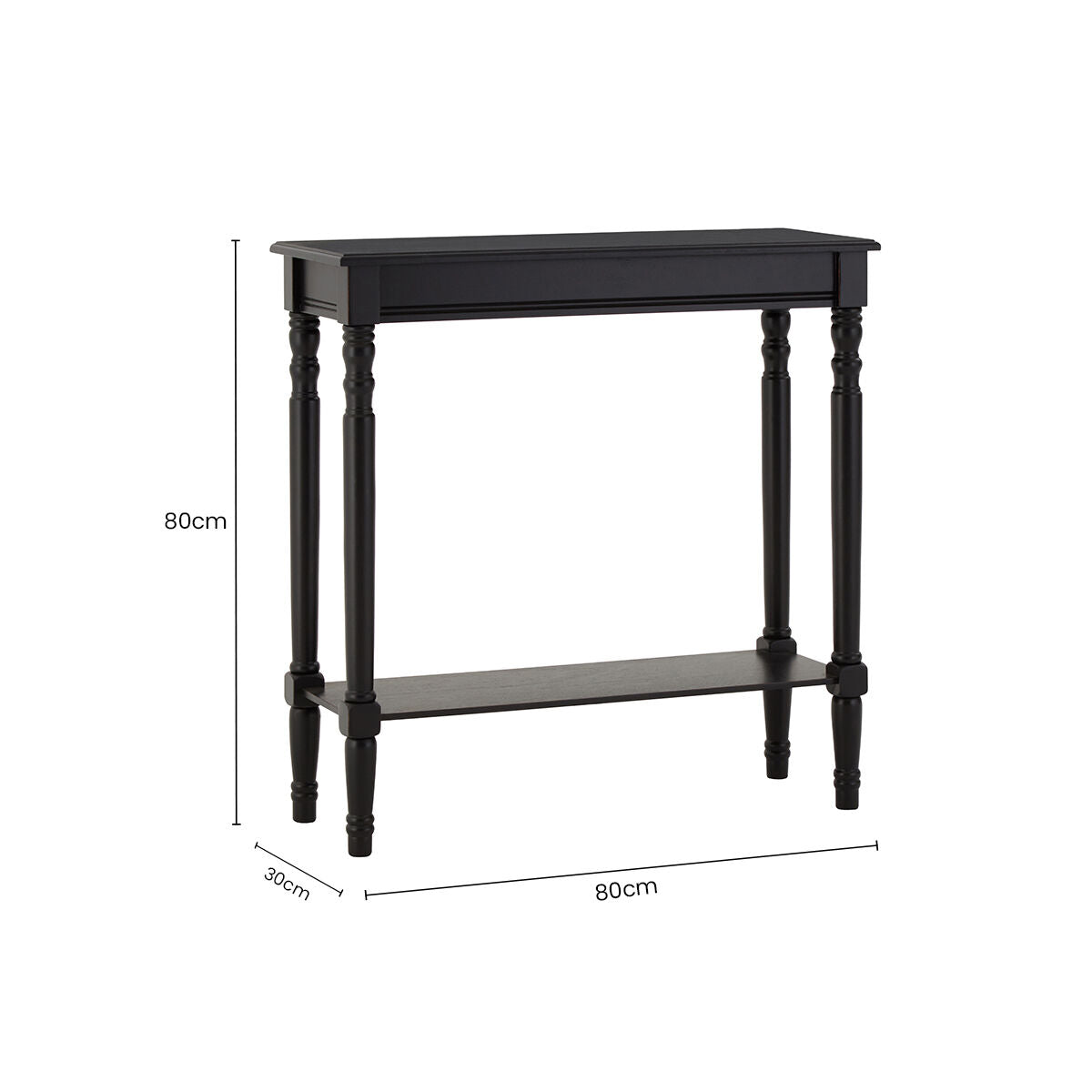 Black Wooden Console Table with Lower Shelf
