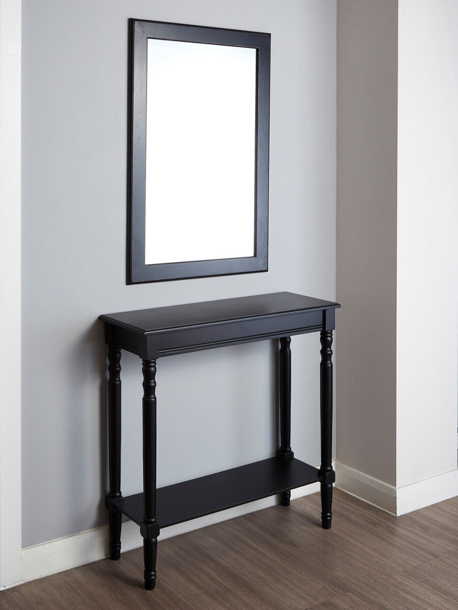 Black Wooden Console Table with Lower Shelf