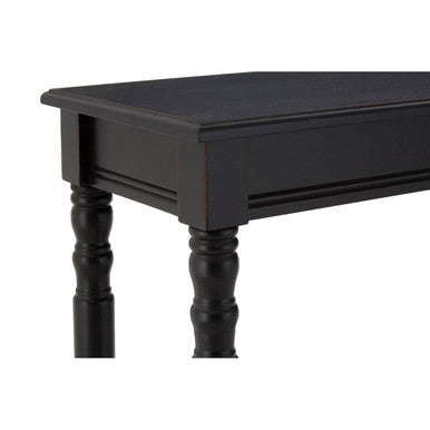 Black Wooden Console Table with Lower Shelf