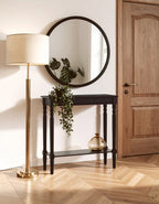 Black Wooden Console Table with Lower Shelf