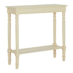 Ivory Wooden Console Table with Lower Shelf