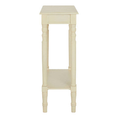 Ivory Wooden Console Table with Lower Shelf