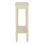 Ivory Wooden Console Table with Lower Shelf