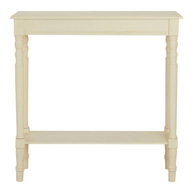 Ivory Wooden Console Table with Lower Shelf