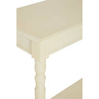 Ivory Wooden Console Table with Lower Shelf