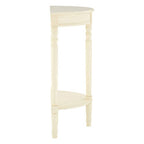 Ivory Wooden Half Moon Console Table with Lower Shelf