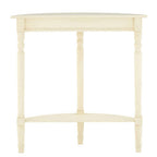 Ivory Wooden Half Moon Console Table with Lower Shelf