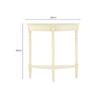 Ivory Wooden Half Moon Console Table with Lower Shelf