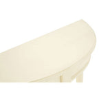 Ivory Wooden Half Moon Console Table with Lower Shelf