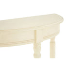 Ivory Wooden Half Moon Console Table with Lower Shelf