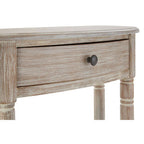Natural Wash Wooden Half Moon 1 Drawer Console Table with Lower Shelf