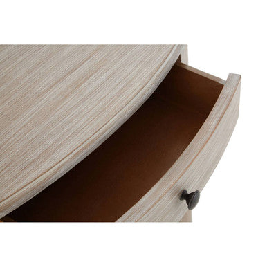 Natural Wash Wooden Half Moon 1 Drawer Console Table with Lower Shelf