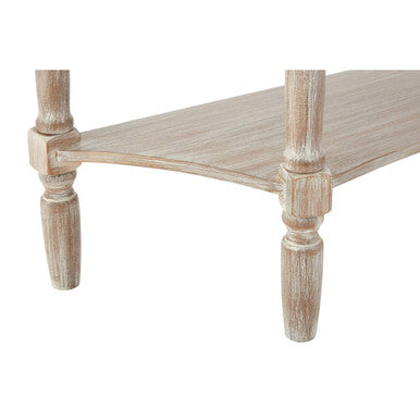 Natural Wash Wooden Half Moon 1 Drawer Console Table with Lower Shelf