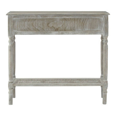 Grey Wash Wooden 2 Drawer Console Table with Lower Shelf