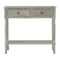 Grey Wash Wooden 2 Drawer Console Table with Lower Shelf