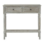 Grey Wash Wooden 2 Drawer Console Table with Lower Shelf