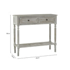 Grey Wash Wooden 2 Drawer Console Table with Lower Shelf