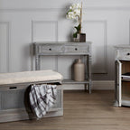 Grey Wash Wooden 2 Drawer Console Table with Lower Shelf