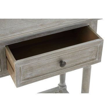 Grey Wash Wooden 2 Drawer Console Table with Lower Shelf
