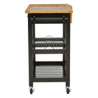 Black Kitchen Trolley with Granite Chopping Surface