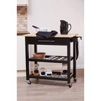 Black Kitchen Trolley with Granite Chopping Surface