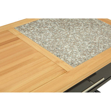Black Kitchen Trolley with Granite Chopping Surface