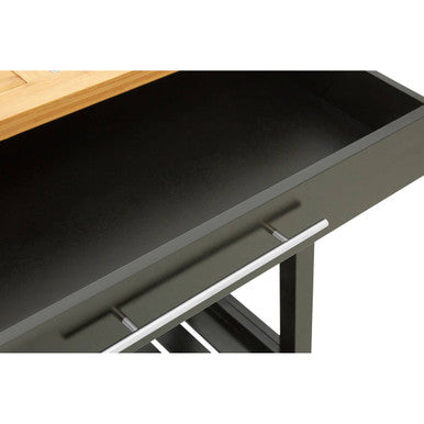 Black Kitchen Trolley with Granite Chopping Surface