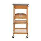 Natural Bamboo One Drawer Kitchen Trolley with Stainless Steel Worktop