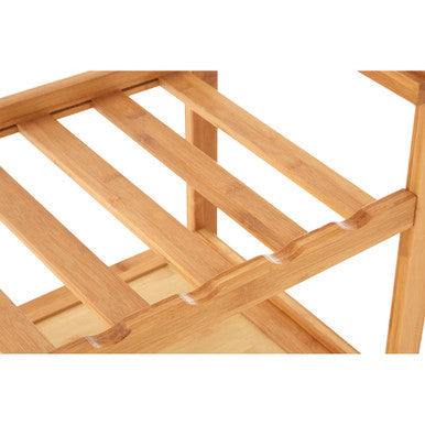 Natural Bamboo One Drawer Kitchen Trolley with Stainless Steel Worktop