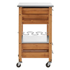 Natural Bamboo 4 Drawer Kitchen Trolley